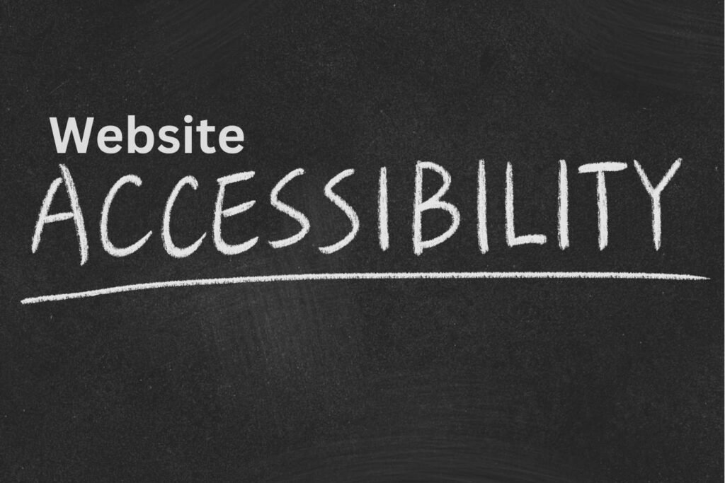 White text on a black background saying website accessibility