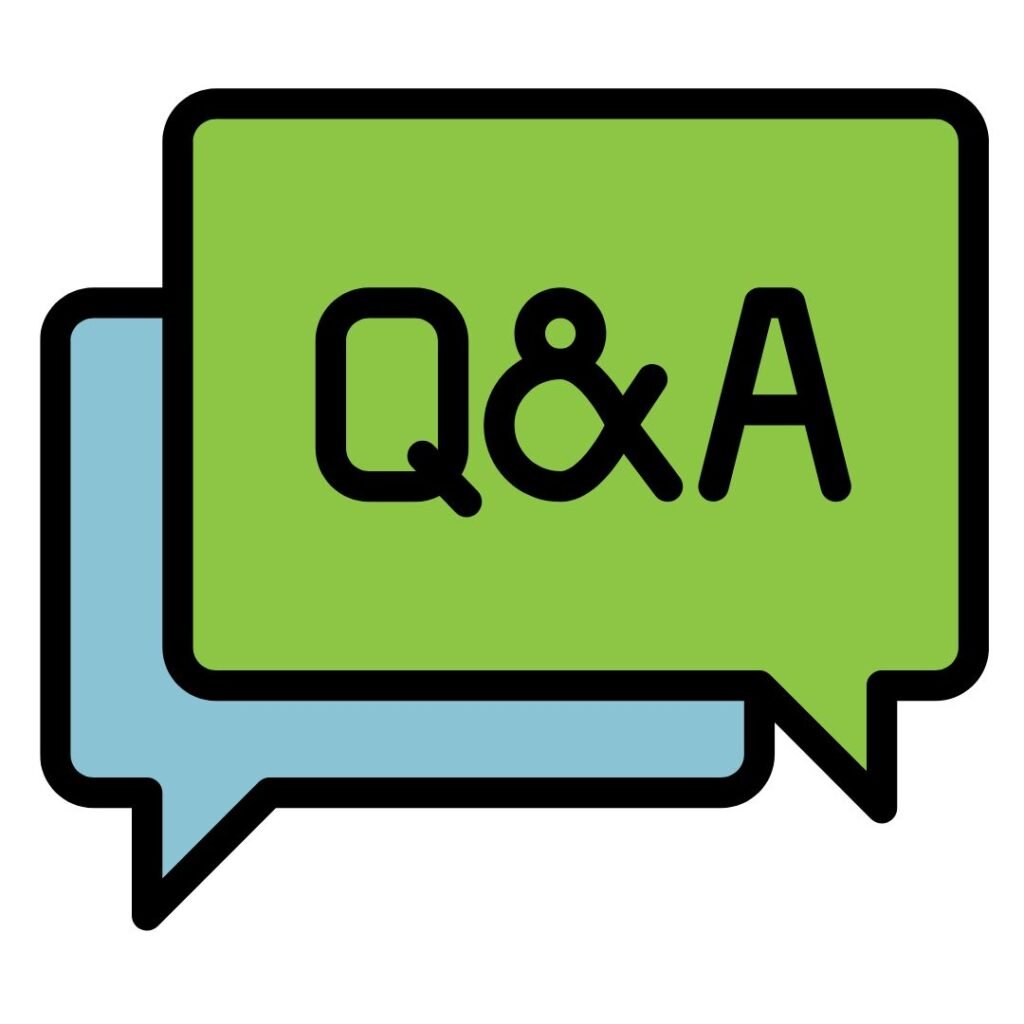 This image shows a logo featuring two overlapping speech bubbles, one green and one blue, with the text "Q&A" written prominently inside the green bubble. The design suggests communication and interactive discussion, typically associated with question-and-answer sessions.