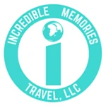 Logo of Incredible Memories Travel, LLC featuring a teal circle with a globe and an "i" in the center, symbolizing travel and adventure.