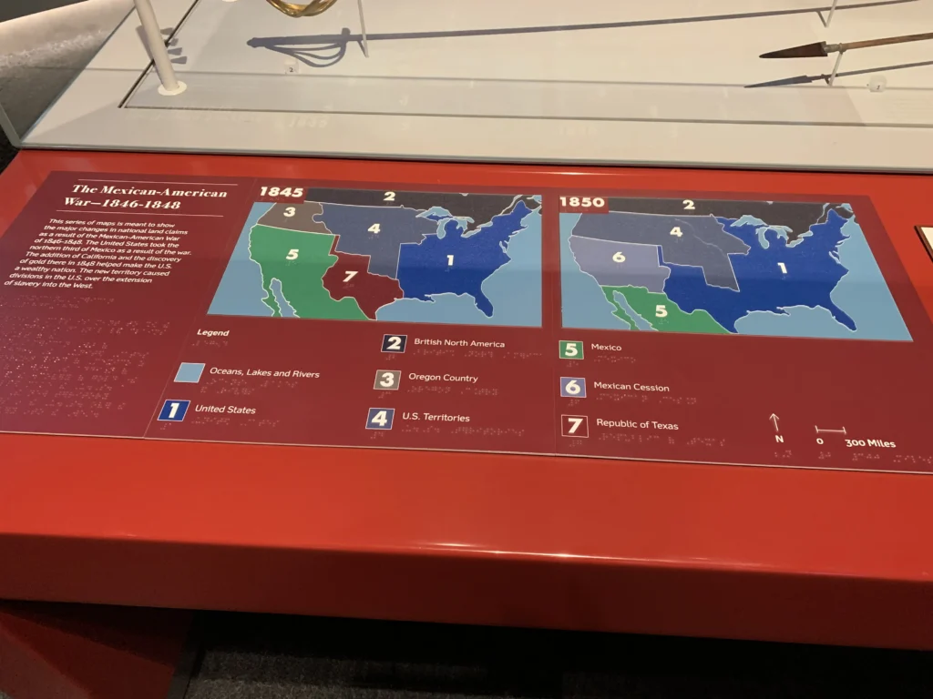 Maps illustrating territorial changes in the United States from 1845 to 1850, highlighting areas impacted by the Mexican-American War, including the Republic of Texas and the Mexican Cession. The legend indicates key regions and their designations.