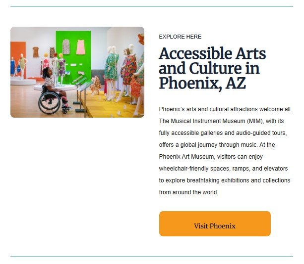 Wheelchair user exploring a colorful fashion exhibit at a fully accessible museum in Phoenix, AZ—showcasing inclusive arts and culture experiences with barrier-free access