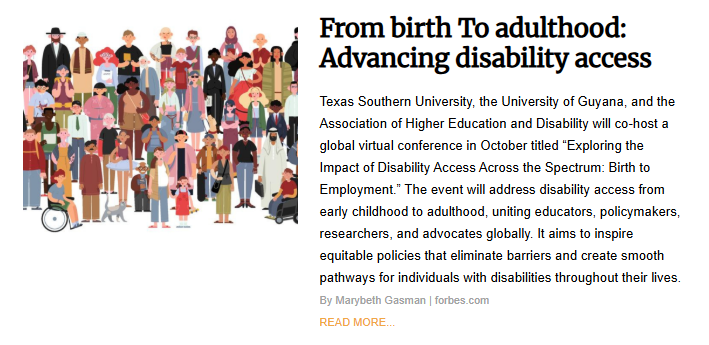 An illustration of a large, diverse crowd of people, including individuals in wheelchairs, representing different ages, abilities, and ethnicities.